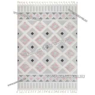 Турецкий Ковер Комфорт Дизайн 30084 Розовый с Белым