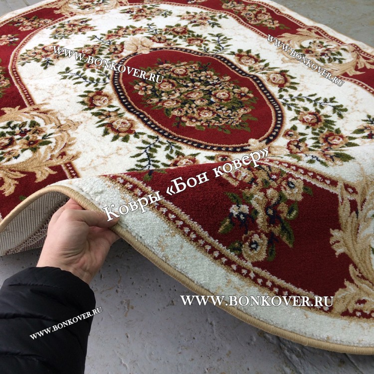 РОССИЙСКИЙ ЖАККАРДОВЫЙ КОВЕР КРАСНЫЙ МЕДАЛЬОН ОВАЛЬНЫЙ