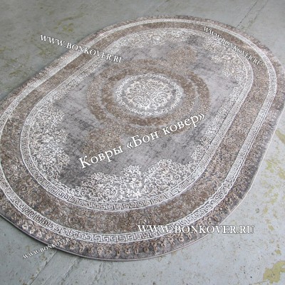 Классический ковер дизайн 93 Коричневый с серым овал