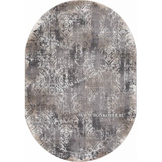Абстрактный ковер дизайн 99 коричневый с серым овал